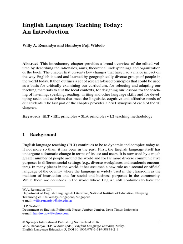 Overview of English Language Teaching Today | PDF | English As A Second ...
