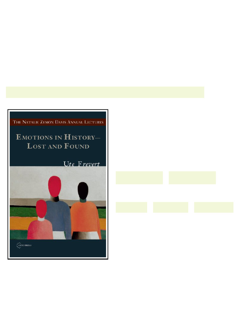Emotions in History Lost and Found First Edition Ute Frevert sample | PDF