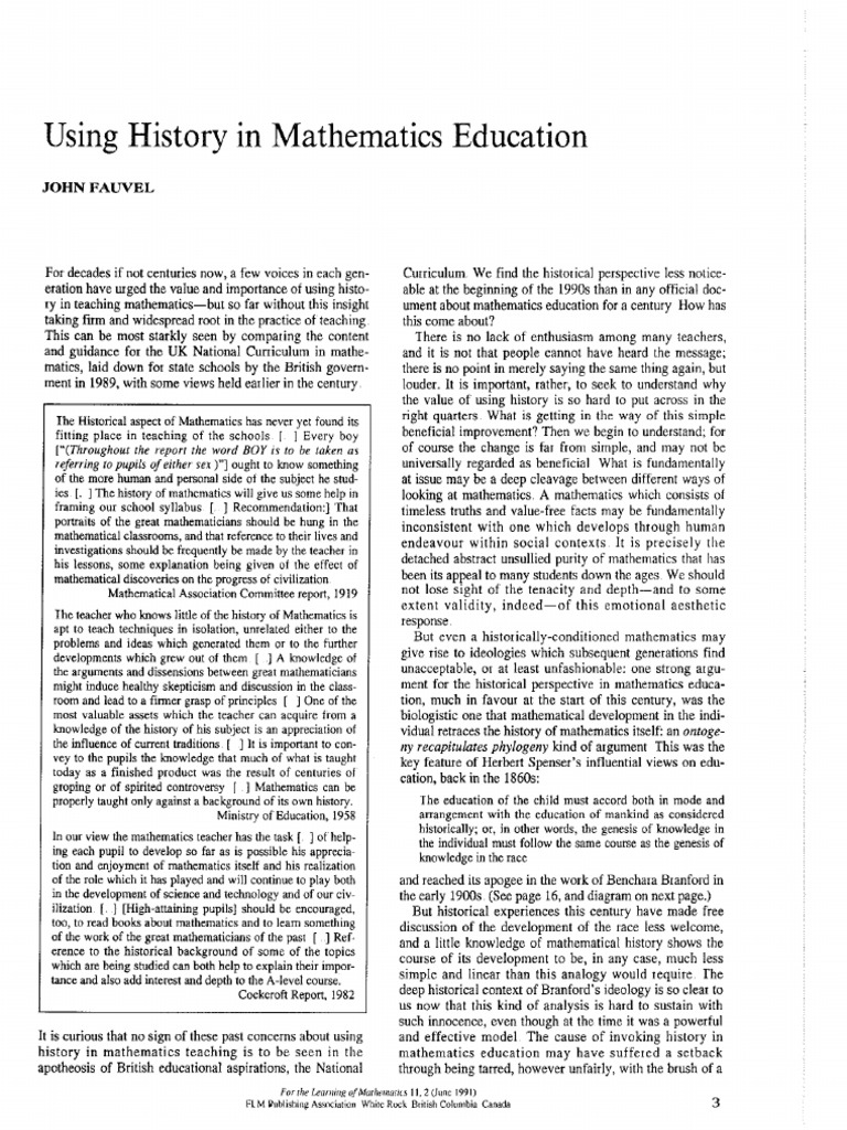 Importance of History in Math Education | PDF | Mathematics | Knowledge