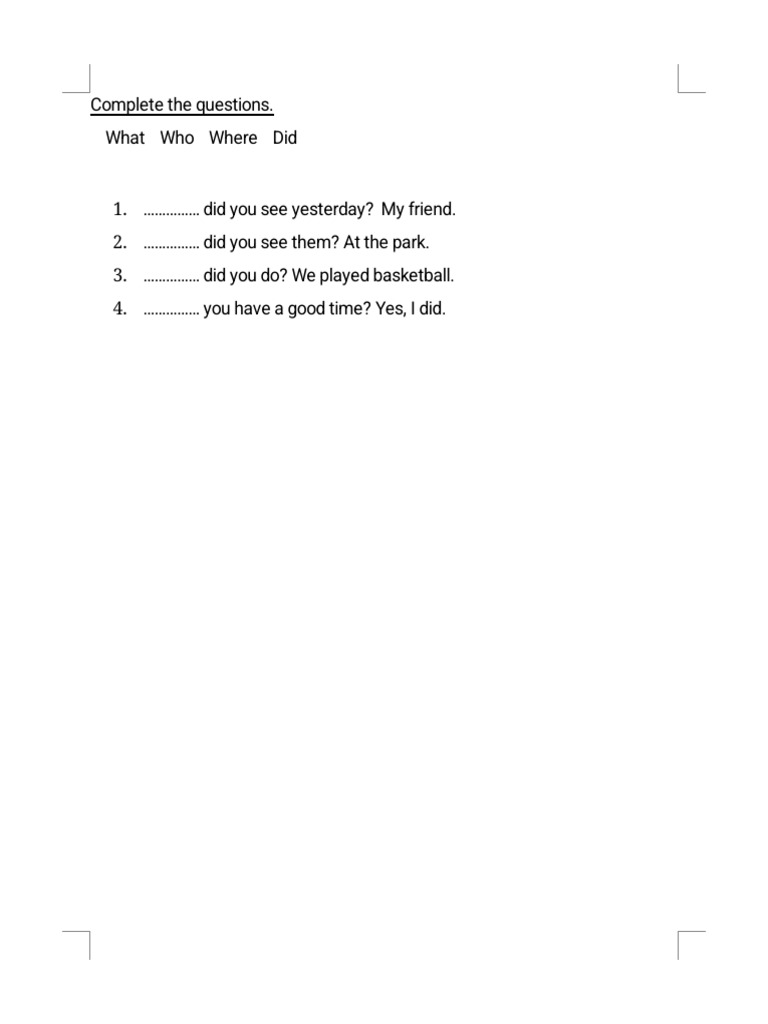 Question Completion Exercise | PDF