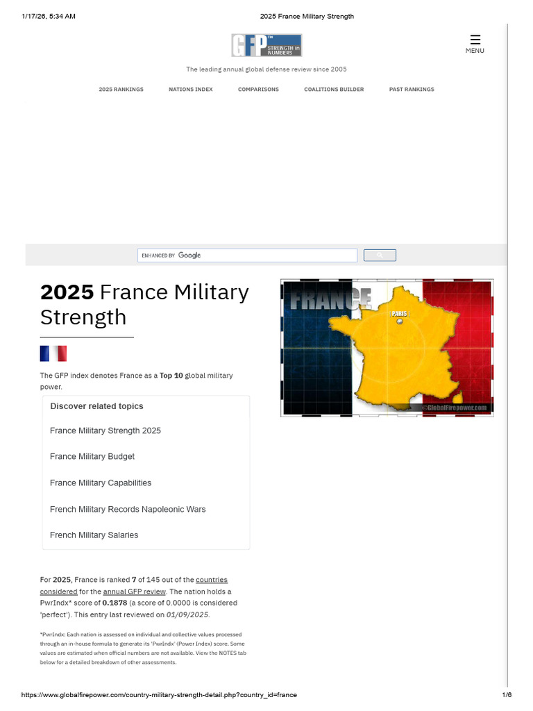 France Military Strength 2025 Ranking | PDF | Warfare