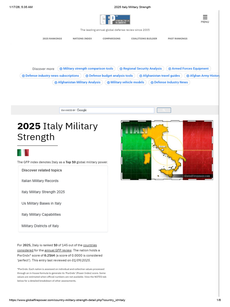 2025 Italy Military Strength Ranking | PDF | Italy | Military