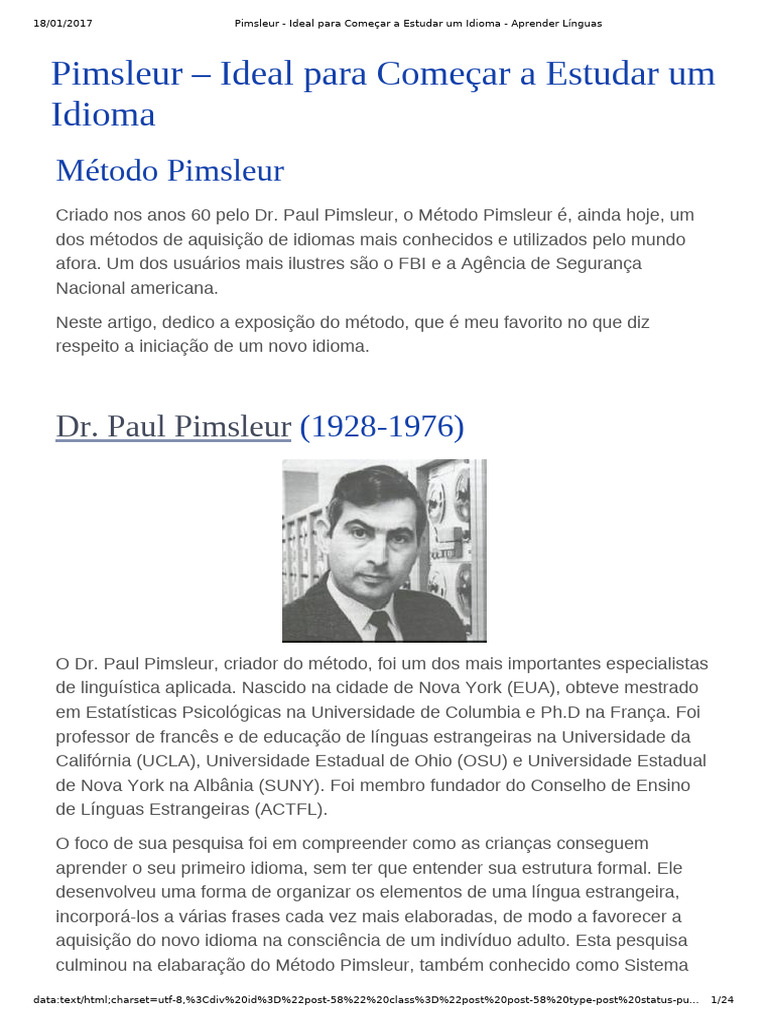 Método Pimsleur: Aprenda Idiomas Eficazmente | PDF | Linguagem natural ...