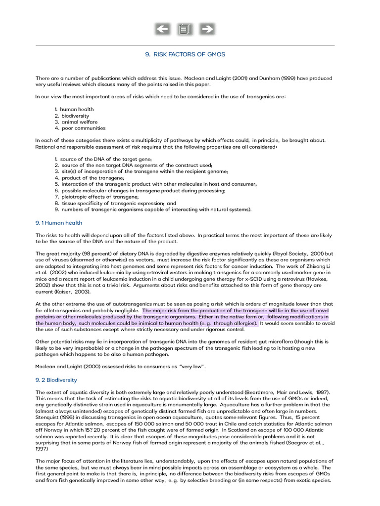 Risks of GMOs: Health, Biodiversity, Welfare | PDF | Genetically ...