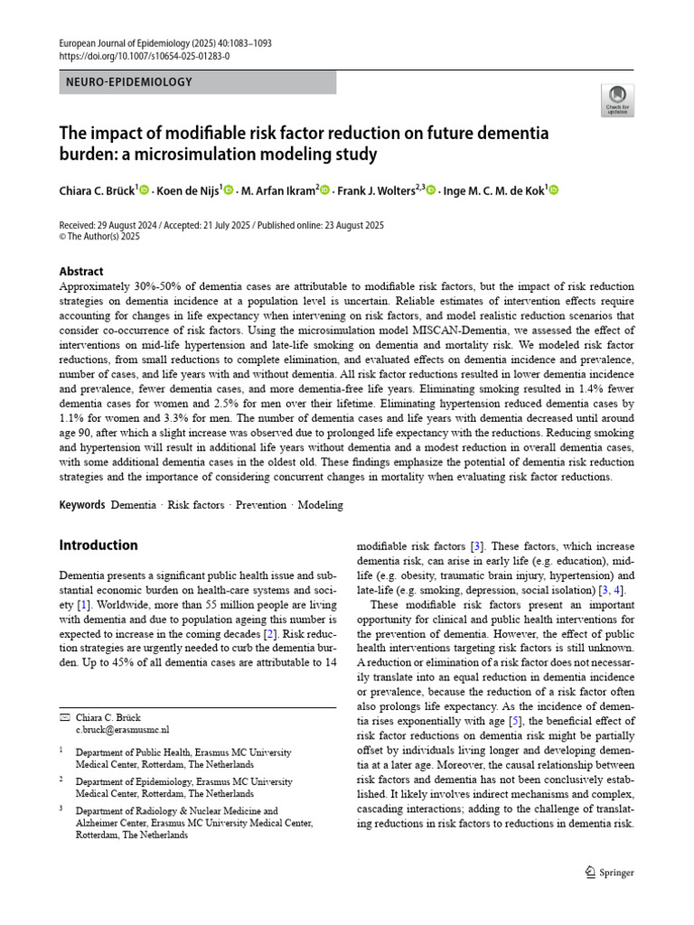 Impact of Risk Factor Reduction on Dementia | PDF | Dementia | Risk