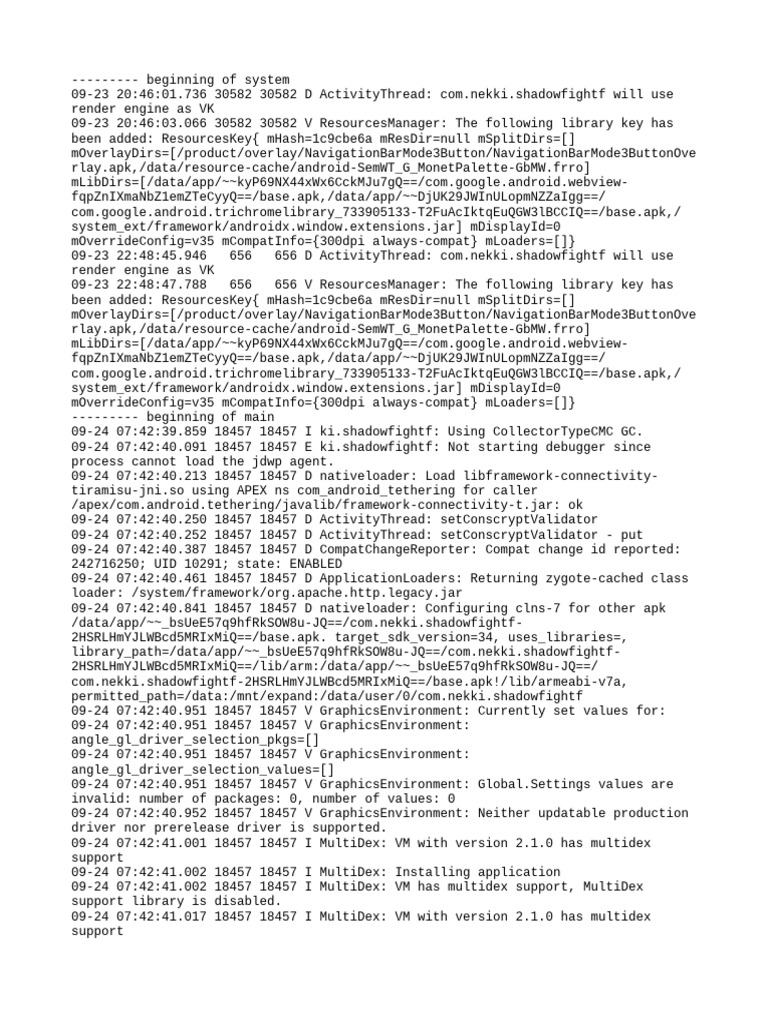 Shadow Fight App Initialization Logs | PDF | System Software ...