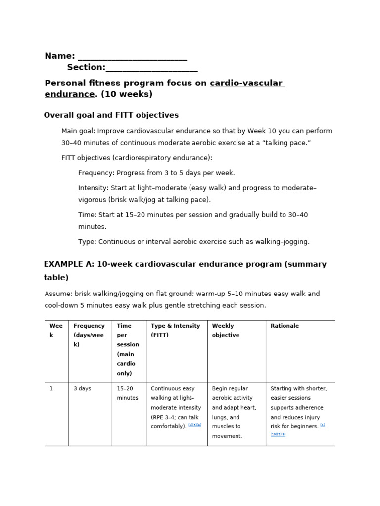 FITNESS-PLAN | PDF | Aerobic Exercise | Physical Fitness