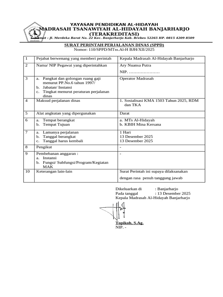 SPPD Bu Hani & Pak Rifki | PDF