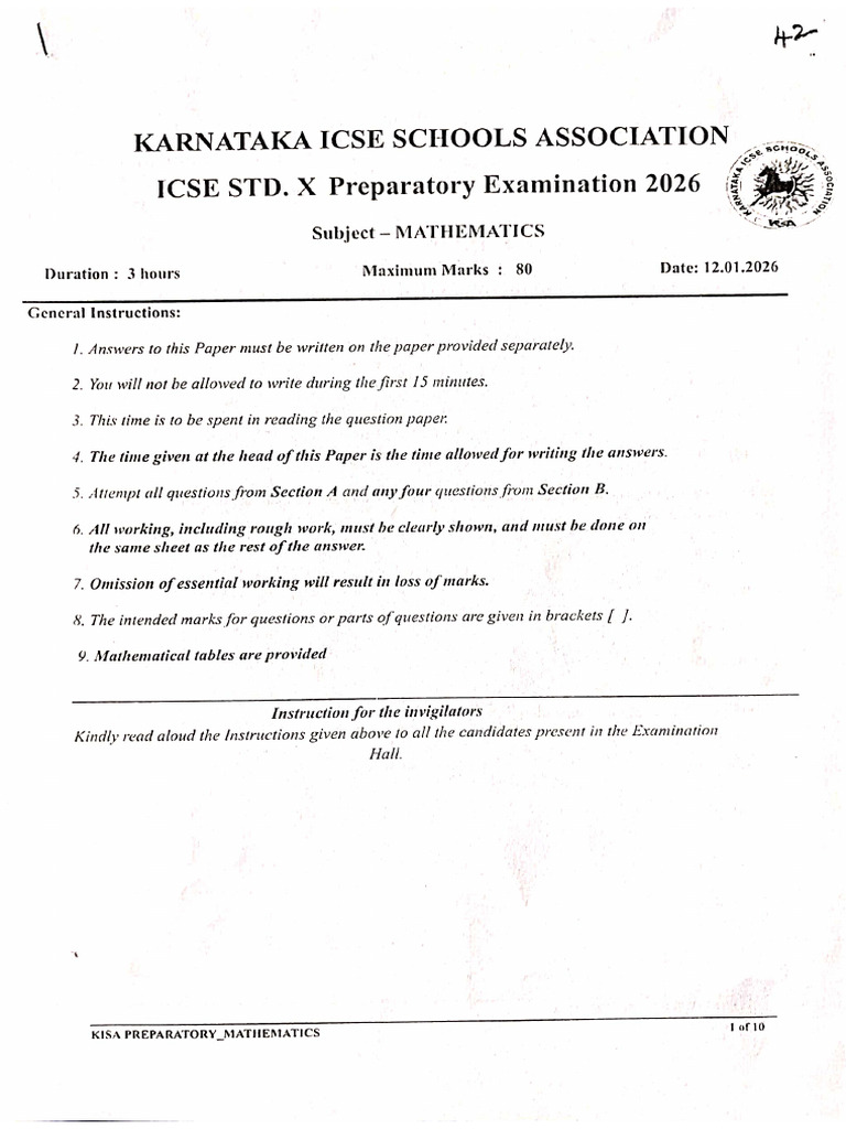 Math Kisa QP 2026 | PDF