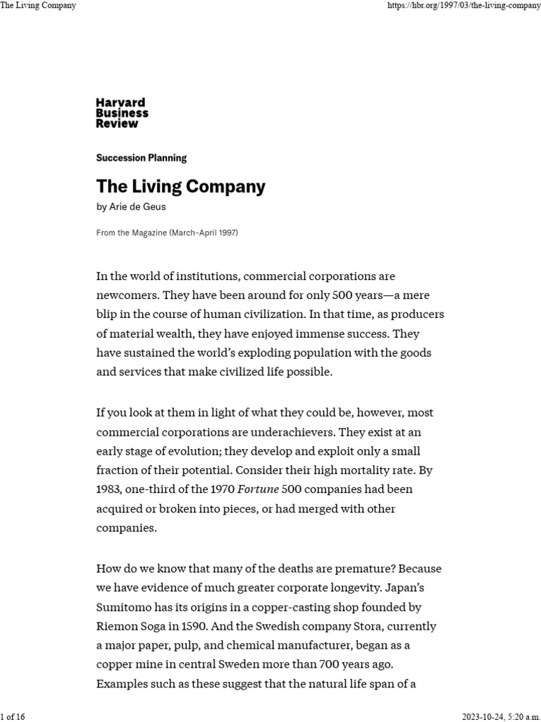 The Living Company PDF Life Expectancy Learning — free download