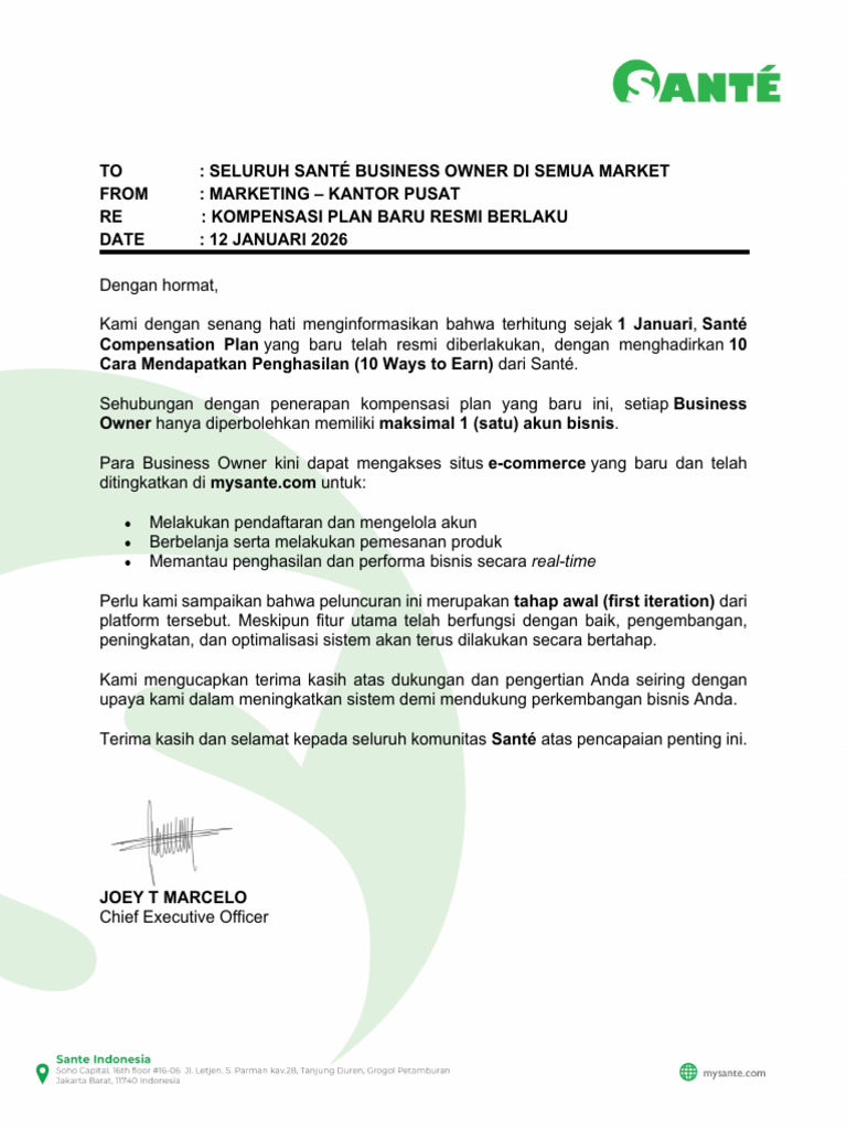 Memo - 2026 New Compensation Plan - Bahasa | PDF