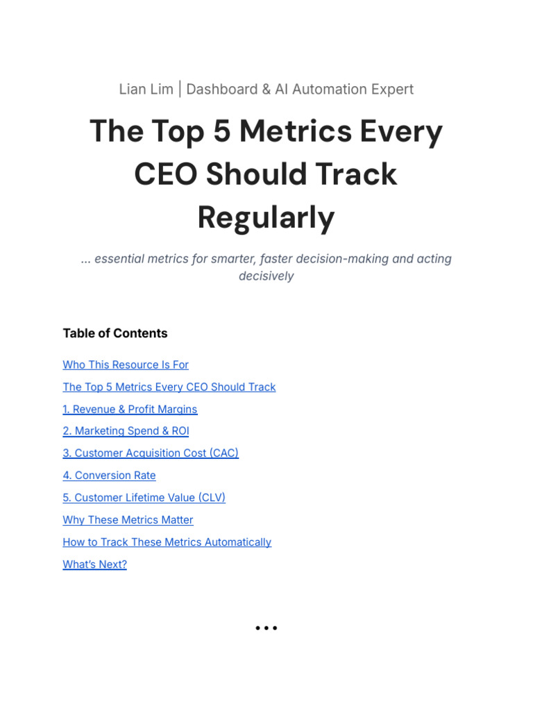 Top 5 CEO Metrics for Smart Decisions | PDF | Customer Relationship ...