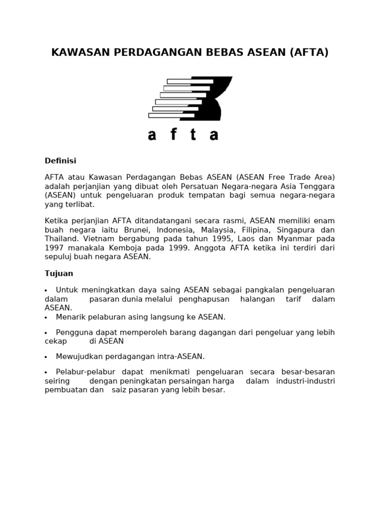 AFTA: Meningkatkan Perdagangan ASEAN | PDF
