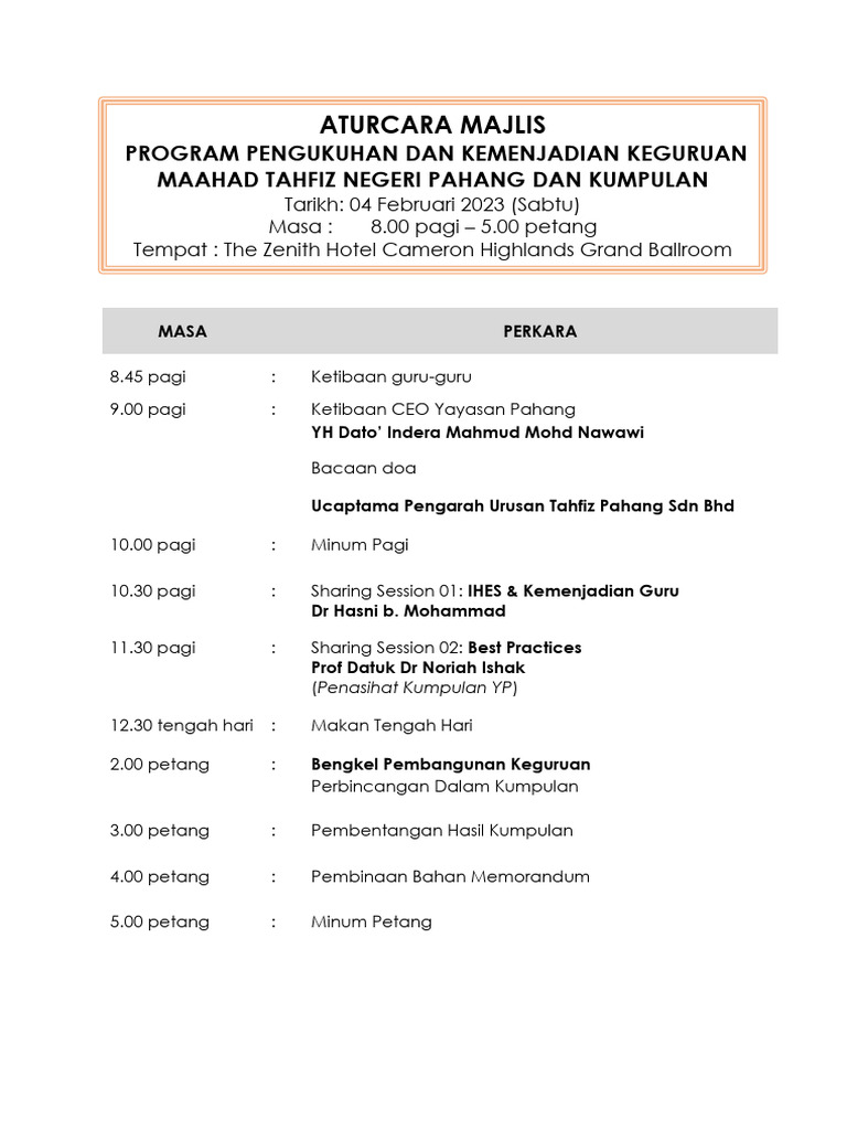 Tentatif Program 4feb2023 | PDF