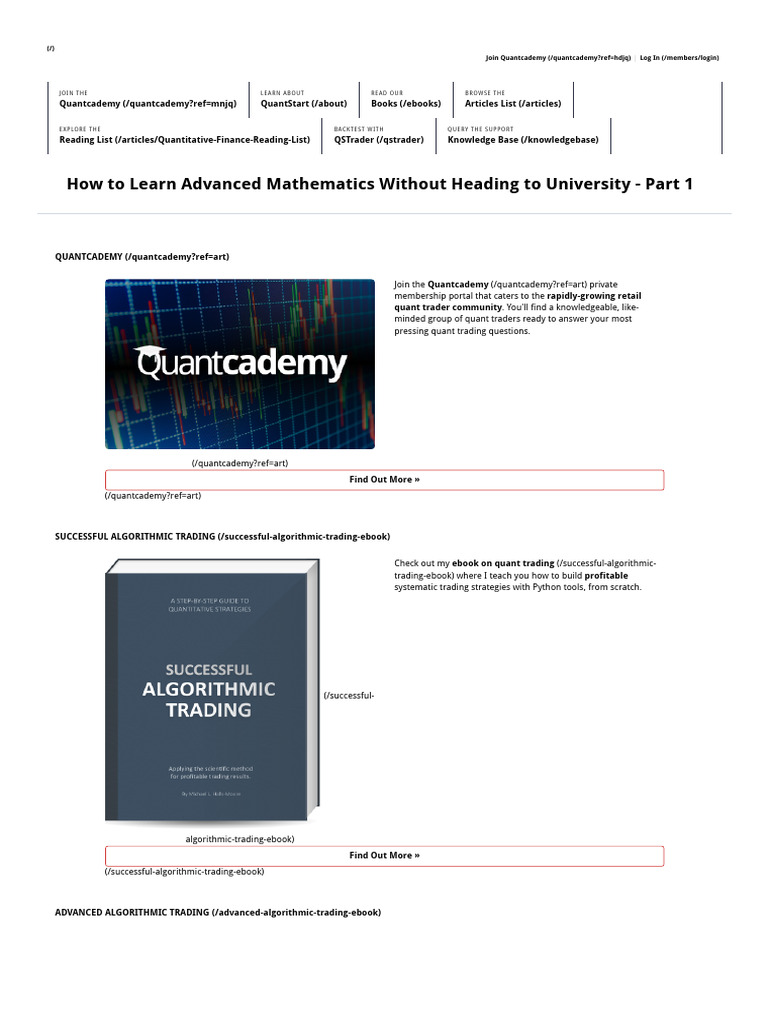 How to Learn Advanced Mathematics Without Heading to University - Part ...