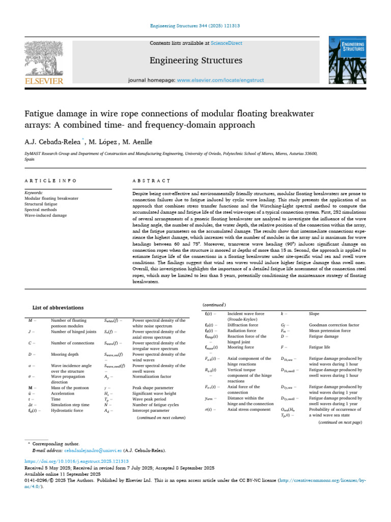 Fatigue Damage in Floating Breakwater Ropes | PDF | Spectral Density ...