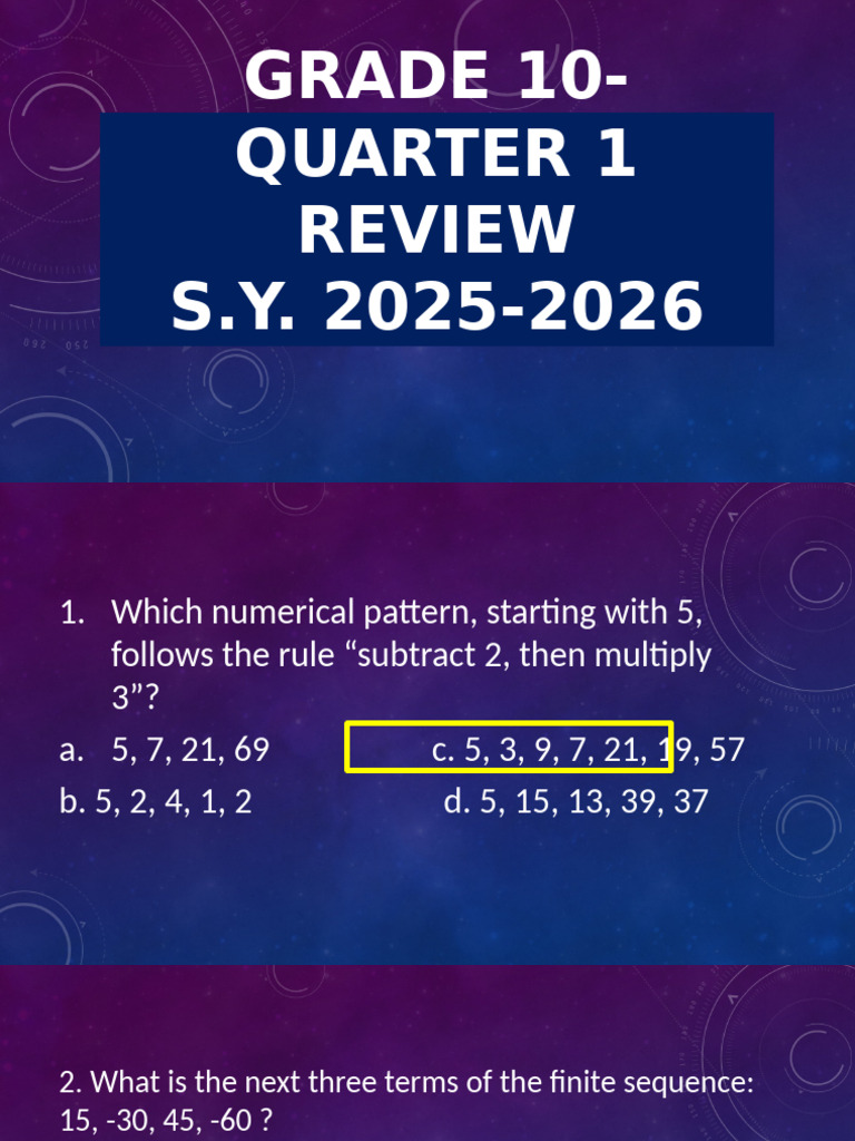 Grade 10 Quarter 1 Math Review 2025-2026 | PDF | Mathematical Analysis ...