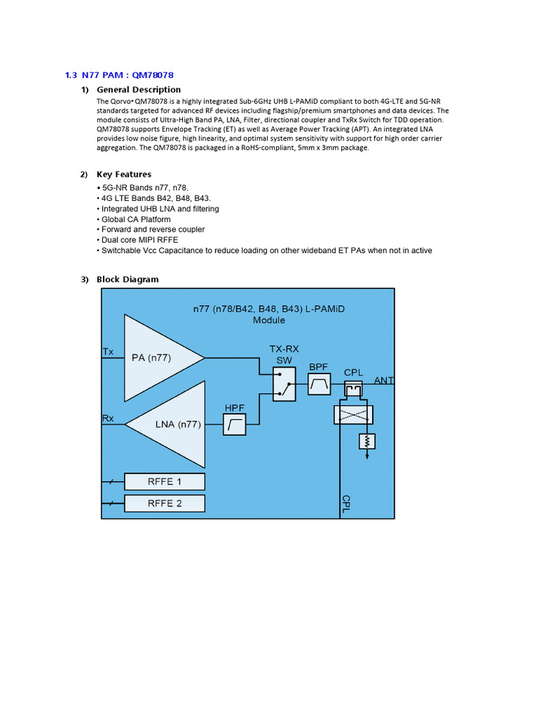 Qorvo QM78078: 5G L-PAM Module | PDF