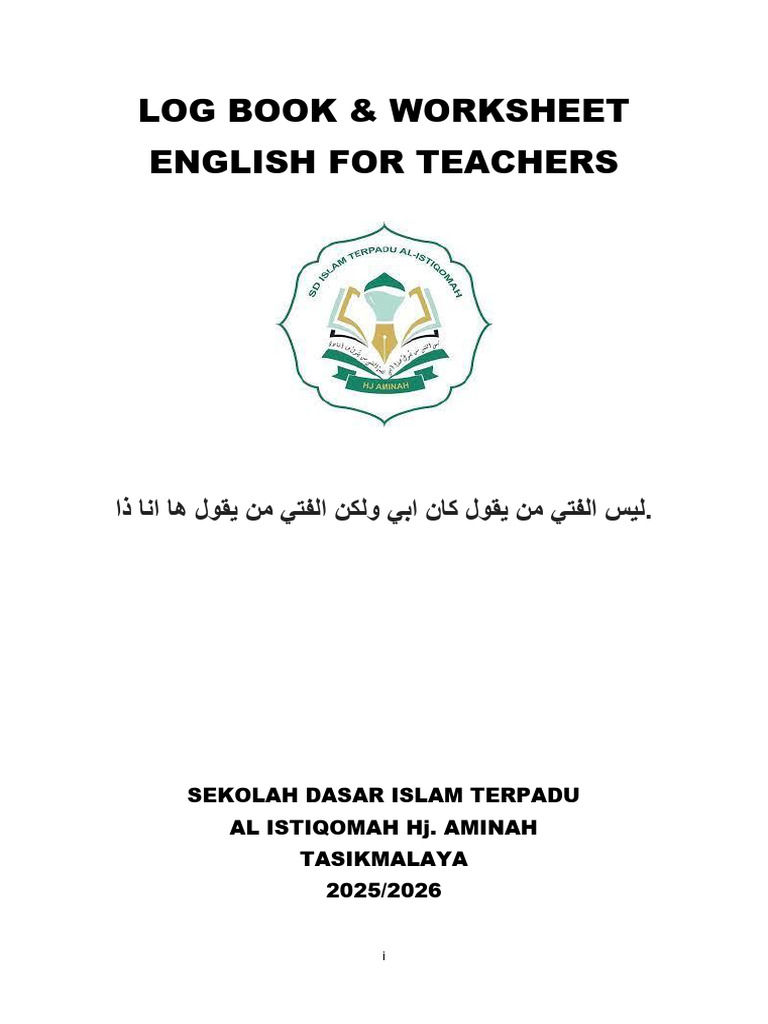 LOG BOOK WORKSHEET - English For Teachers - SDIT Al Istiqomah Hj ...