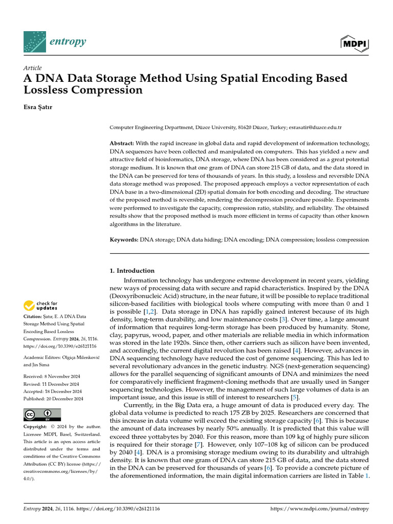 entropy-26-01116 | PDF | Data Compression | Dna Sequencing