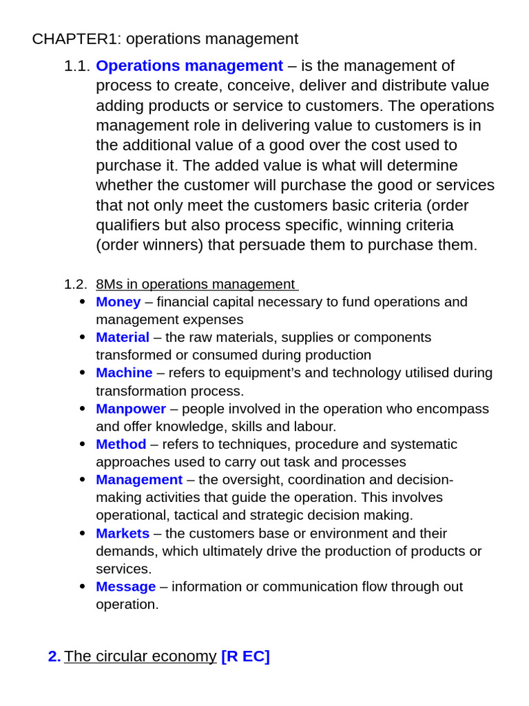 Operations Management Essentials Guide | PDF | Forecasting | Inventory