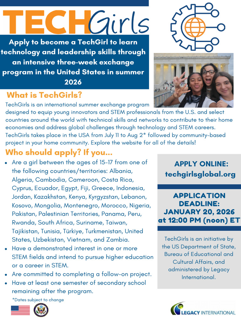 TechGirls STEM Exchange Program 2026 | PDF