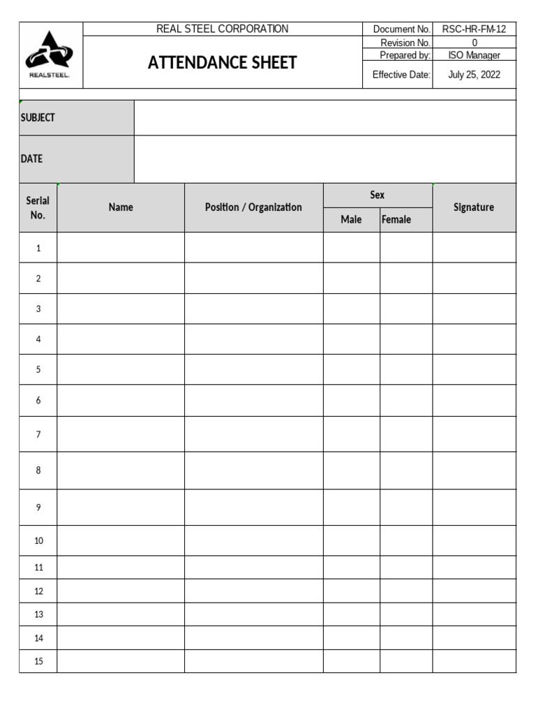 Iec Attendance Sheet | PDF