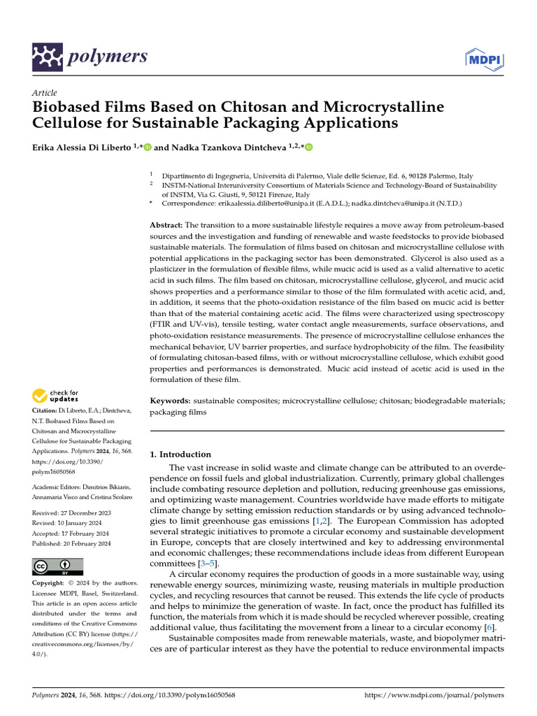 Chitosan-Cellulose Films for Eco-Friendly Packaging | PDF | Biopolymer ...