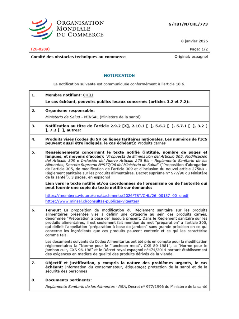 Modifications réglementaires sur produits carnés | PDF