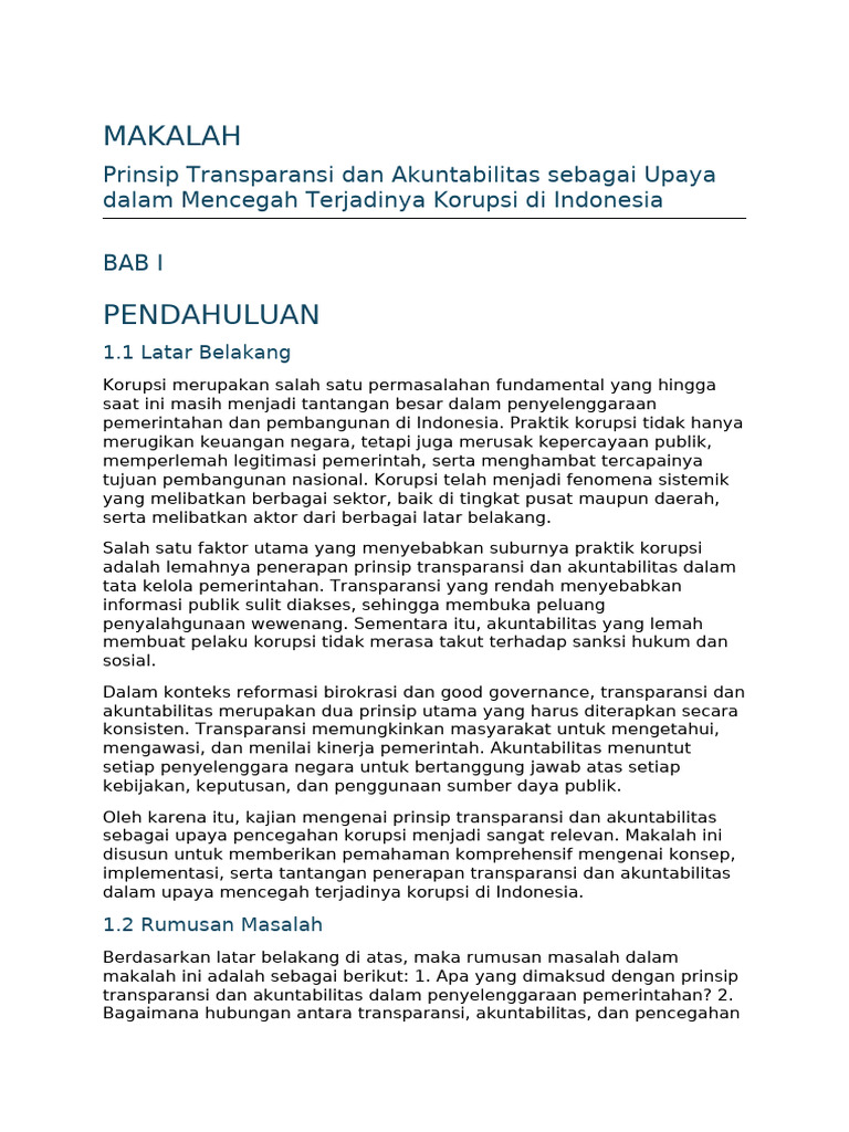 Transparansi dan Akuntabilitas Cegah Korupsi | PDF