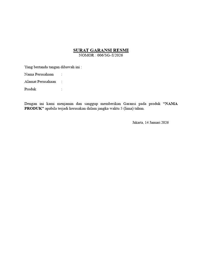 Surat Garansi Resmi | PDF