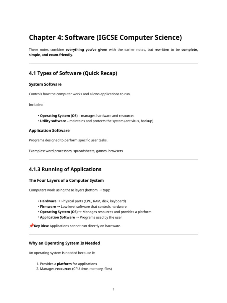 IGCSE Computer Science: Software Overview | PDF | Bios | Booting