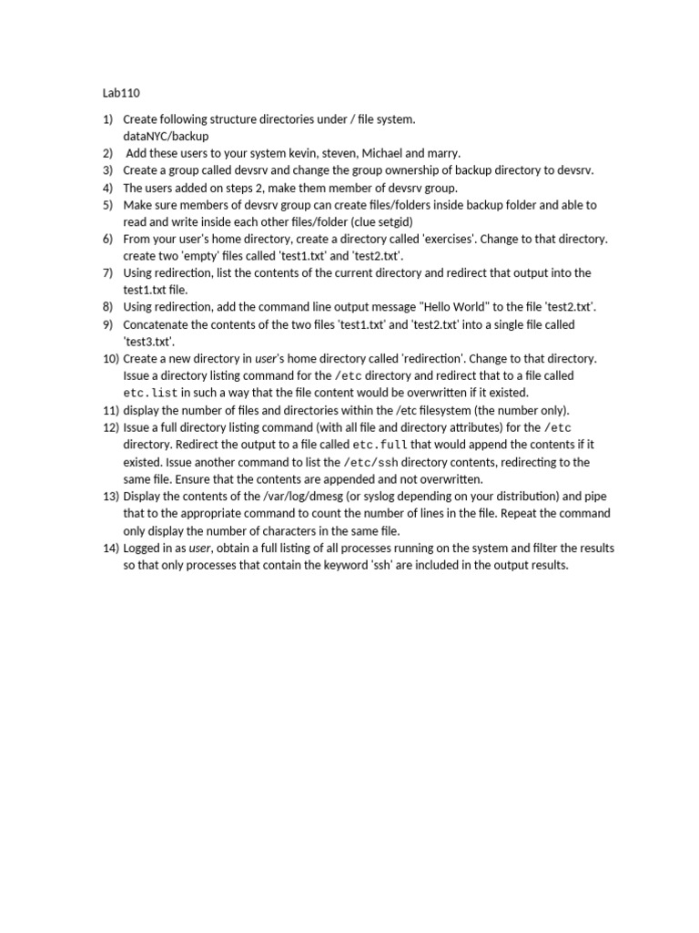 Linux User and Directory Management Guide | PDF