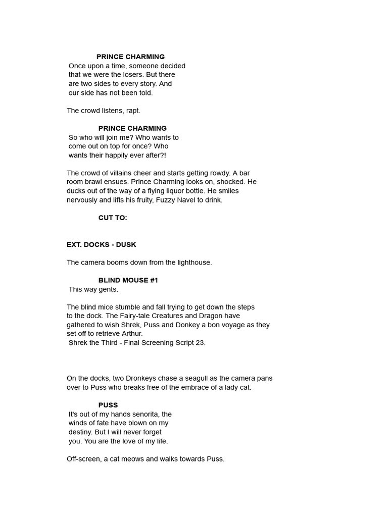 Shrek the Third: Final Script Excerpt | PDF