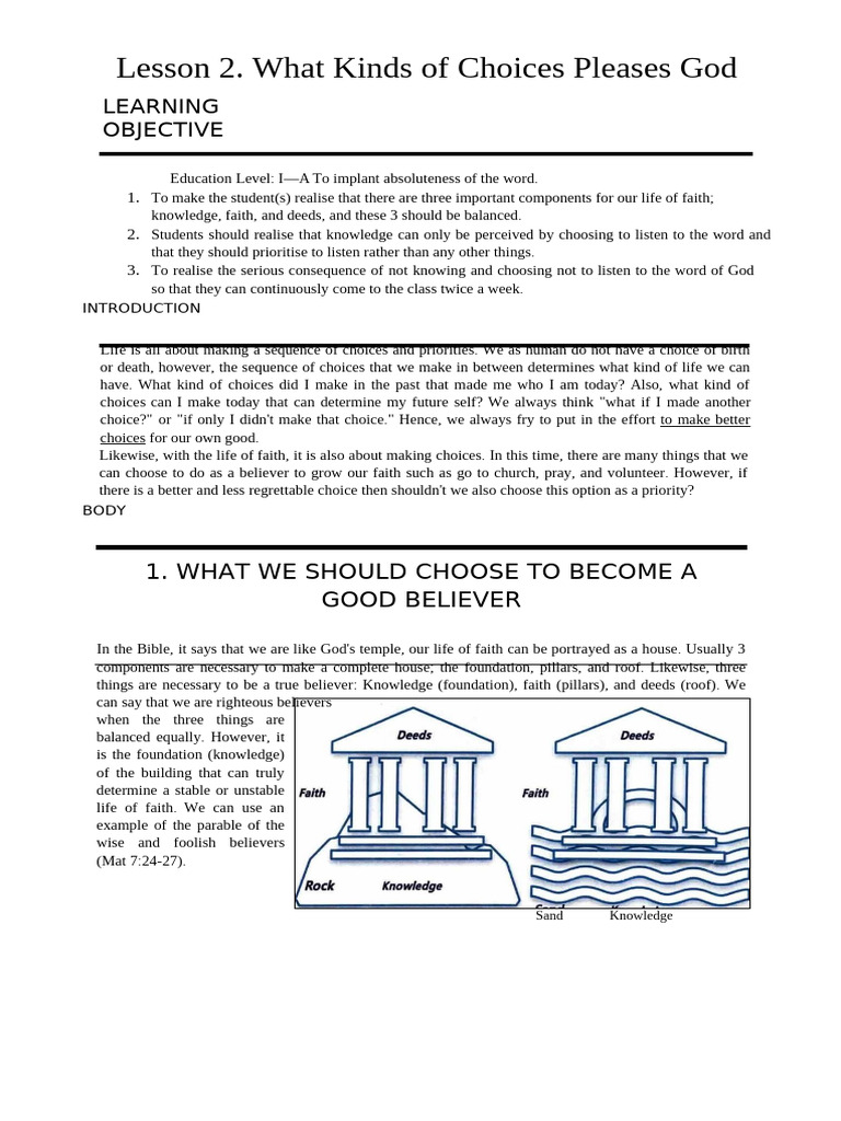 Choices That Please God: Faith Insights | PDF | Faith | God