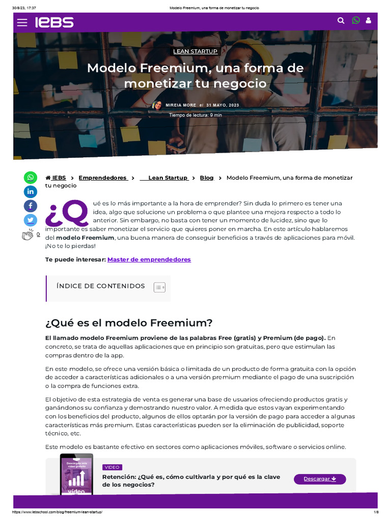 Modelo Freemium, Una Forma de Monetizar Tu Negocio | PDF | Aplicación ...