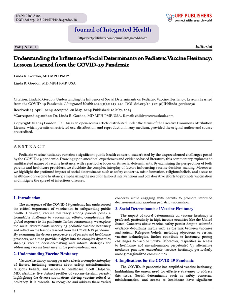 Understanding the Influence of Social Determinants on Pediatric Vaccine ...