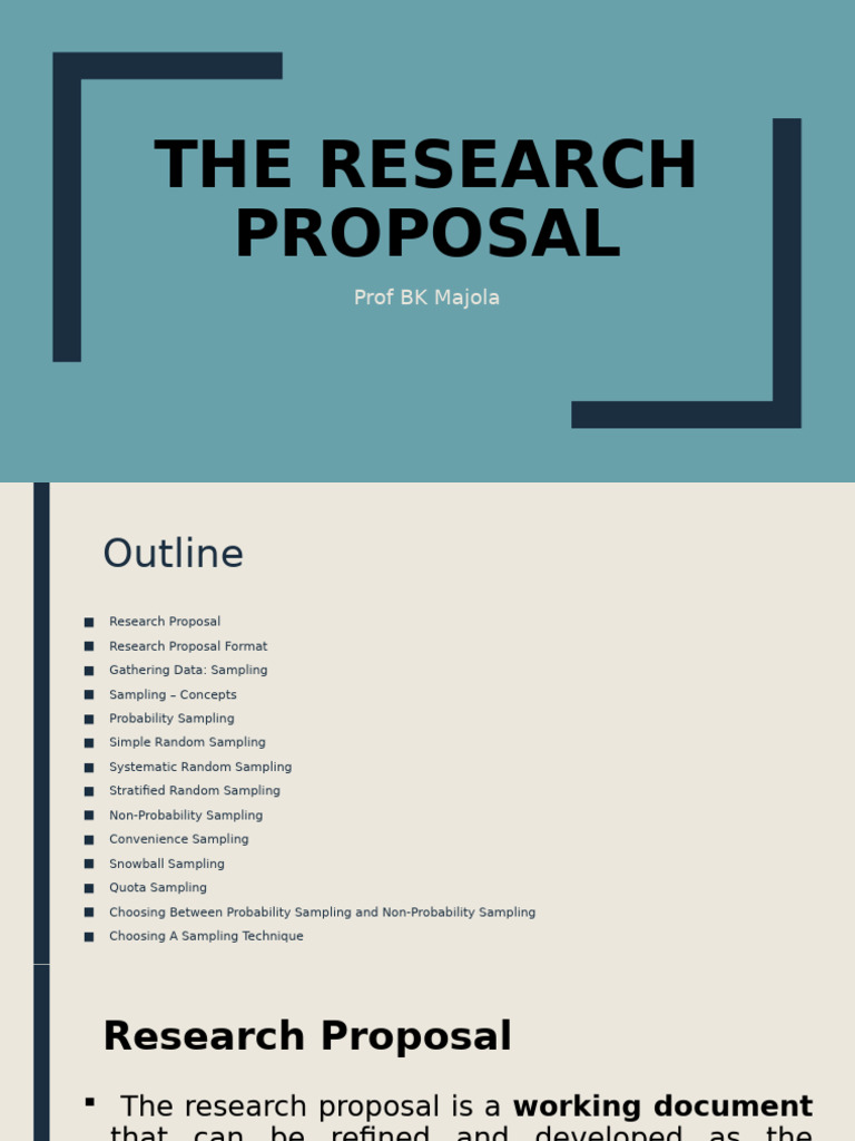 Research Proposal and Sampling Techniques | PDF | Sampling (Statistics ...