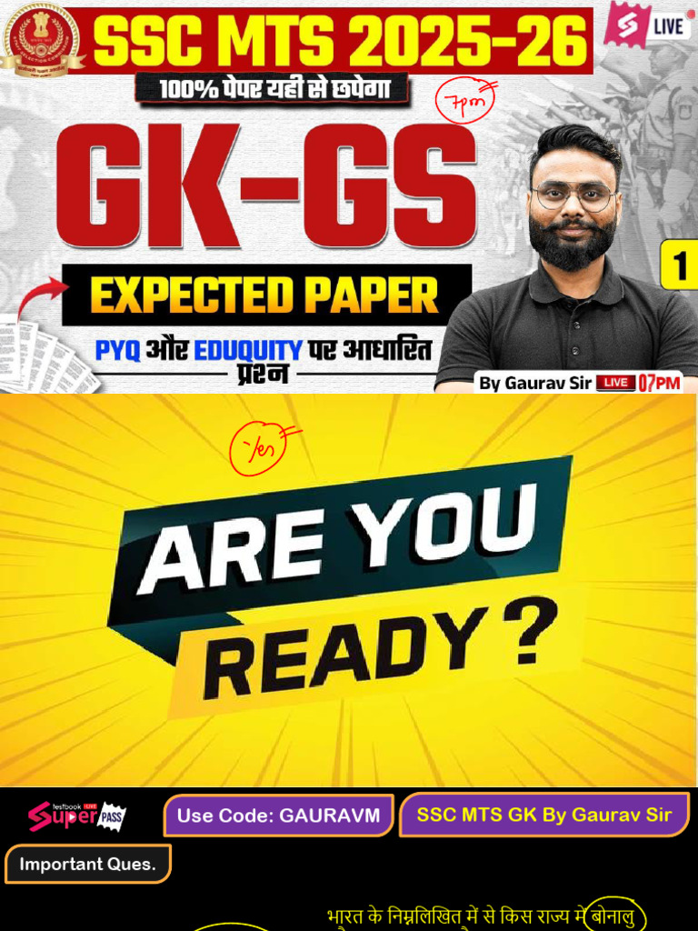 SSC MTS - GK GS - 16 - 01 - 2026 - 7 - 00 PM | PDF
