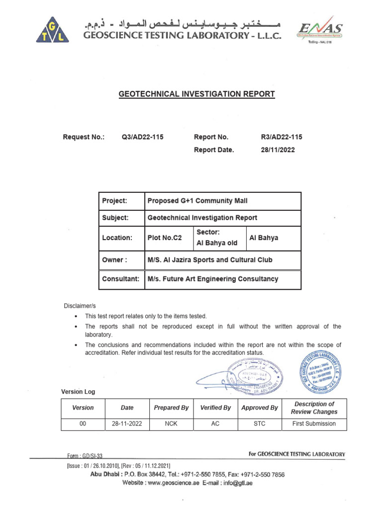 Geotechnical Investigation Report for Mall | PDF | Earth Sciences ...