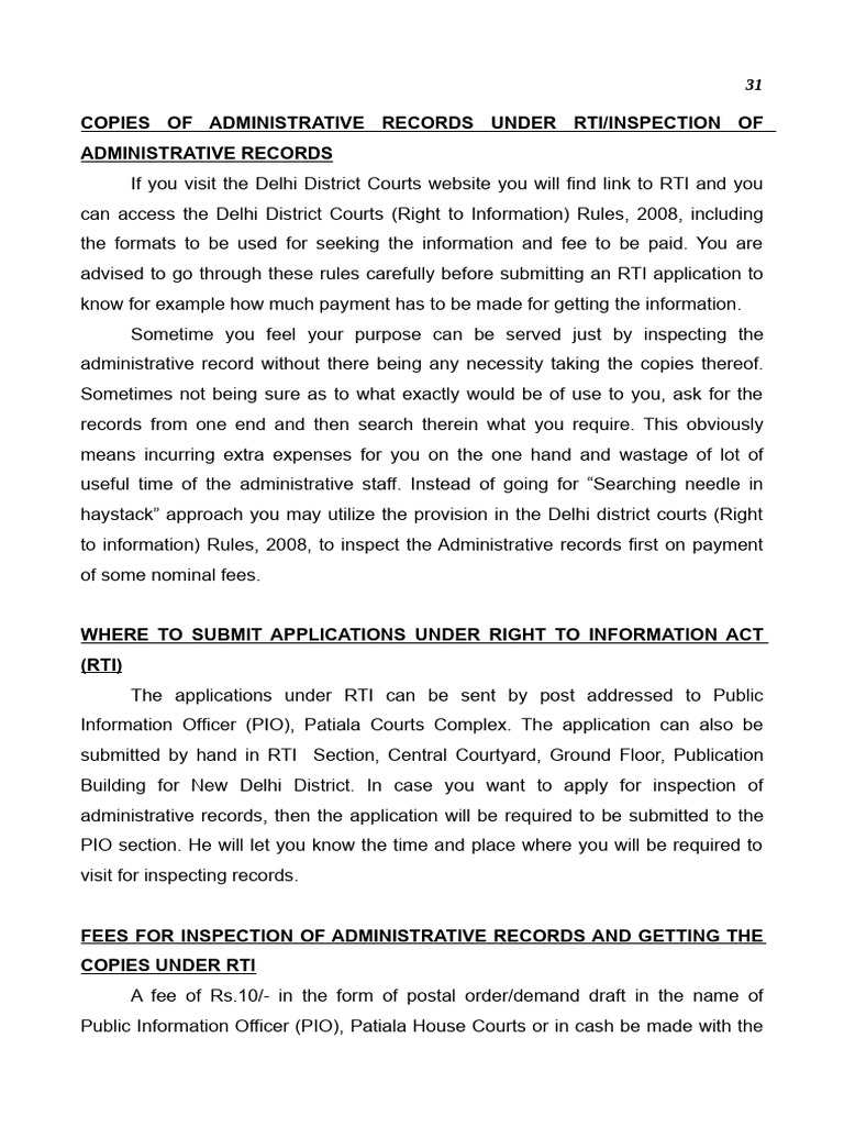 RTI Application Process and Fees in Delhi Courts | PDF | Mediation ...