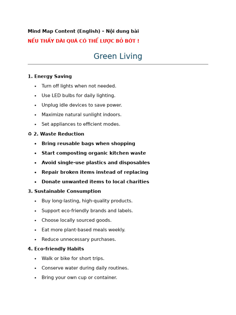 Green Living: Nếu Thấy Dài Quá Có Thể Lược Bỏ Bớt ! | PDF