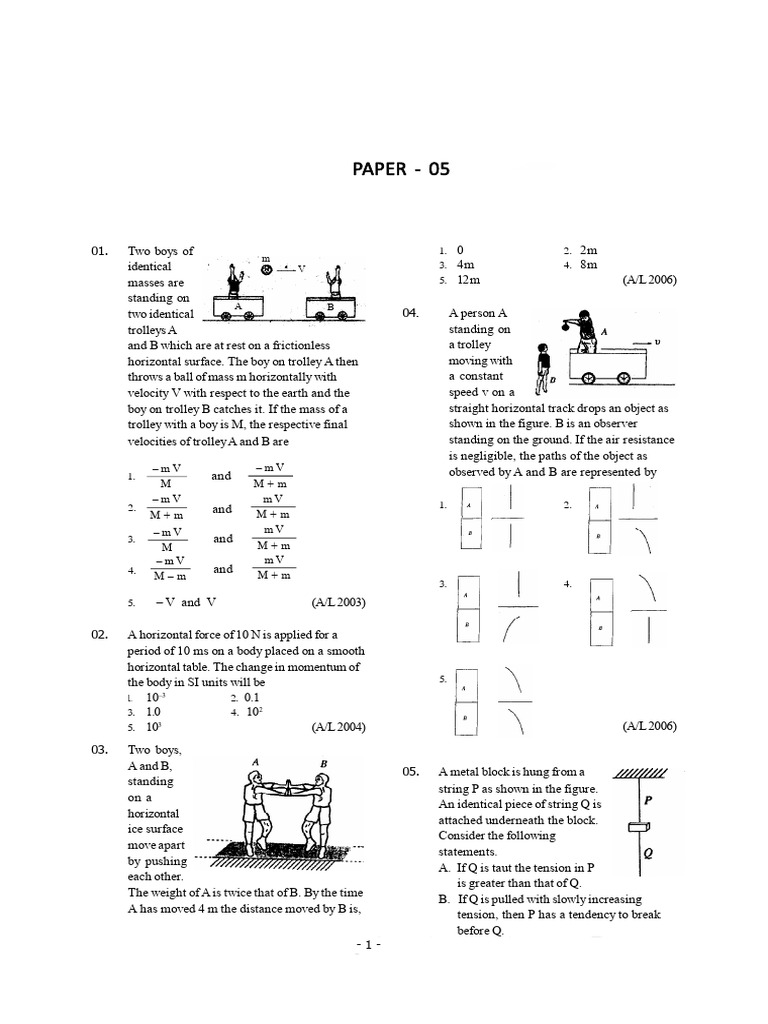 2026 - Revision - Mechanics - Paper - 05 - English | PDF | Force | Mass