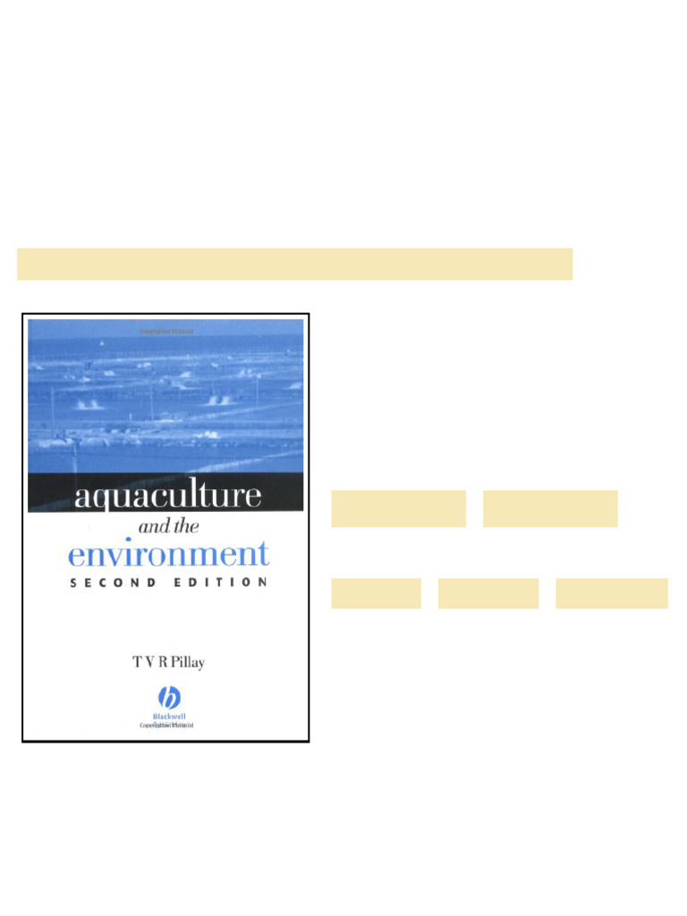Aquaculture and the Environment 2nd Edition T. V. R. Pillay online version | PDF | Mangrove | Coast