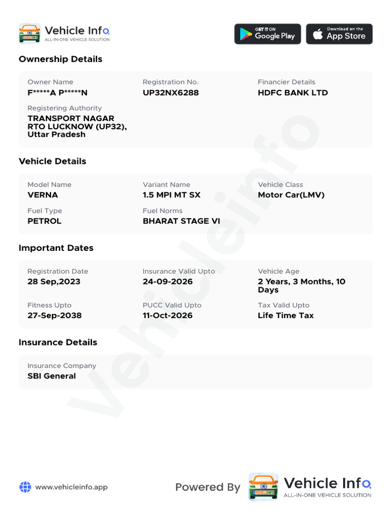 Vehicle Ownership and Details Report | PDF