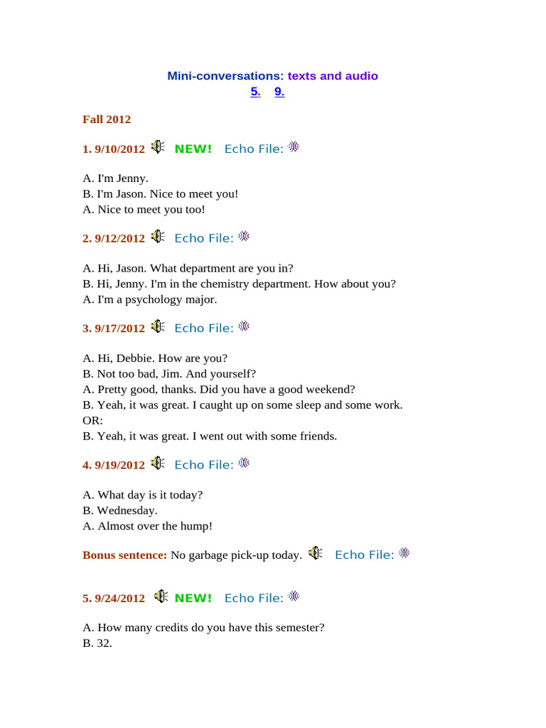 Mini-Conversations Audio Files | PDF