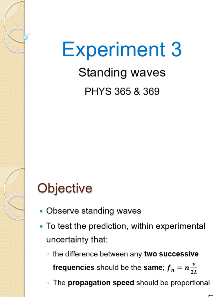 Standing Waves Experiment Guide | PDF | Waves | Frequency