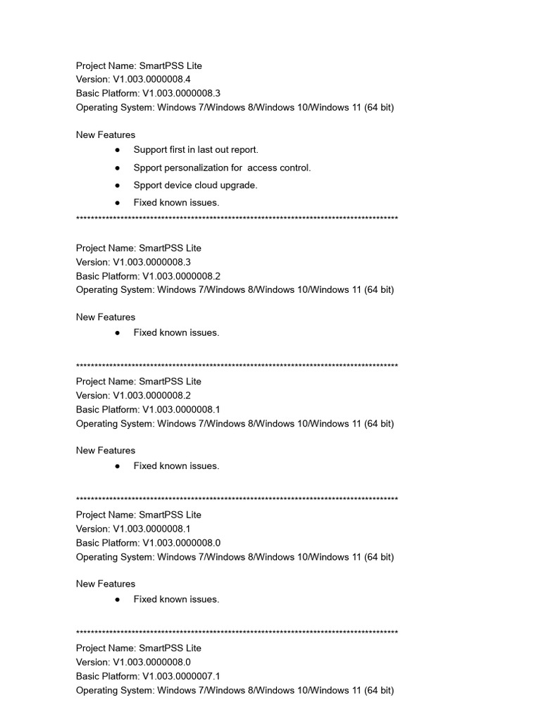 SmartPSS Lite Version Updates Summary | PDF | Software | Computer Science