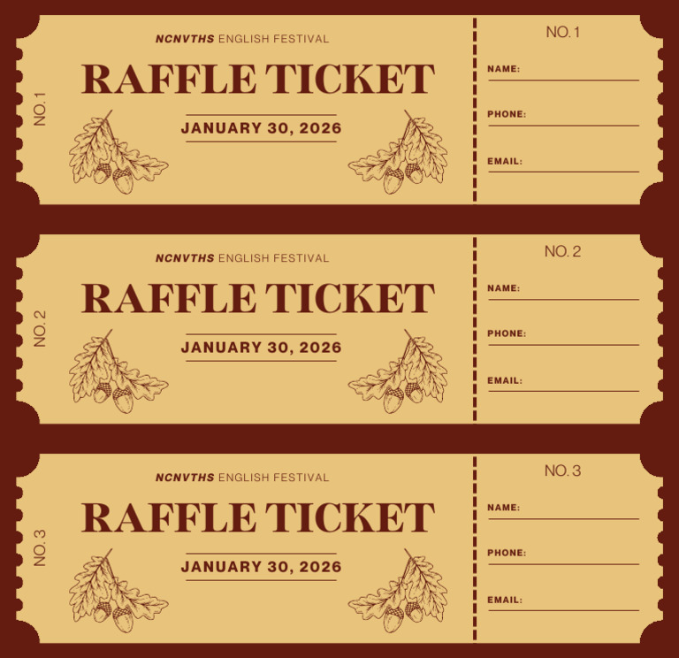Brown and Beige Vintage Fall Raffle Ticket | PDF