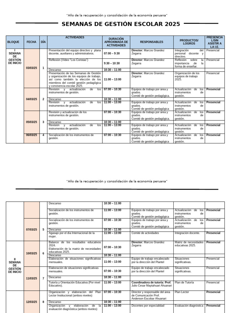 Gestión Escolar 2025 en Perú | PDF | Plan de estudios | Aprendizaje